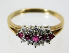 A 9ct gold ruby & diamond ring 2.9g size Q