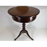 A 19thC. mahogany drum top table with six drawers