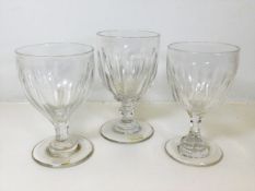 Three large early 19thC. glass rummers, centre gla
