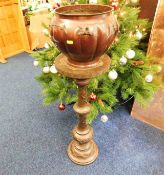A Japanese bronze jardiniere & stand 39in high inc