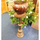 A Japanese bronze jardiniere & stand 39in high inc