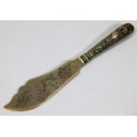 A Chinese hallmarked silver knife with embossed ha