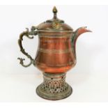 A 19thC. Persian style copper samovar with brass f