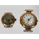 Two 9ct gold cased ladies watches a/f 23.8g