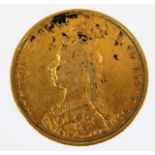 An 1889 full gold sovereign