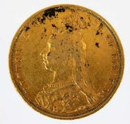 An 1889 full gold sovereign