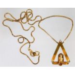 A 22ct gold necklace with 18ct pendant with diamon