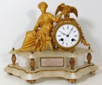 An F. H. Goulding of Plymouth ormolu clock on onyx