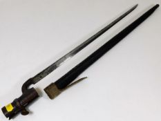 A 19thC. socket spike bayonet with scabbard