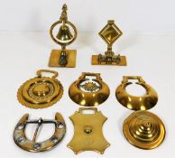 Two horse brass swingers & a selection of other ho