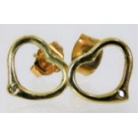 A pair of 9ct gold heart shaped earrings 1.2g