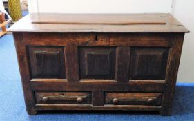 An 18thC. oak mule chest with two drawers 49in wid