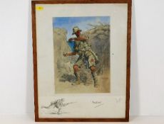 A framed hand signed in pencil Snaffles print with