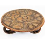 A small 19thC. Southern Hemisphere palmwood tribal art tripod table with seeded decor 8.25in wide x