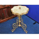 An ornate brass & onyx lamp base 30in high