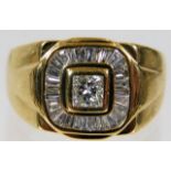 An 18ct gold gents diamond signet ring, centre sto