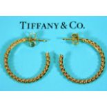 A pair of Tiffany 18ct gold barley twist earrings