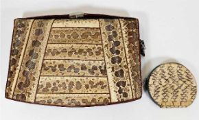 A ladies mid 20thC. snakeskin clutch bag with simi