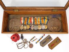 A WW1 family medal set awarded to F1063 Pte H. J. Cross, F1064 Pte A. E. Cross both of the Middlesex