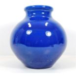 A large Barum Ware blue vase 10.25in tall x 10in w