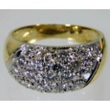 A yellow metal ring, tests as 18ct gold, set with