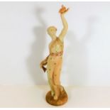 A Royal Worcester porcelain figure "Liberty" 16.25in tall, restoration to hand