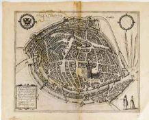 A 16thC. map of Strasbourg, France by Brown & Hoge