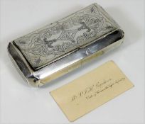 A Spanish silver tobacco box approx. 92.6g formerl