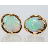 A pair of 10ct gold opal set earrings 1.7g