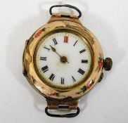 A 9ct gold & enamelled watch case a/f