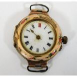 A 9ct gold & enamelled watch case a/f