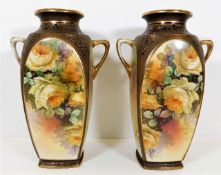 A pair of early 20thC. Japanese Noritake vases wit