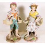 A pair of large 19thC. Meissen style Dresden figur
