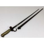A 19thC. French quatrefoil bayonet with scabbard
