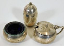 A Birmingham silver cruet set