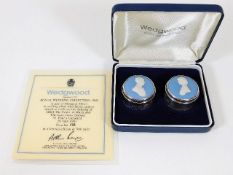 A pair of silver mounted Wedgwood cameos of Charle