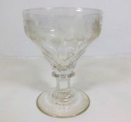 A large 19thC. rummer with etched & wheel cut grap
