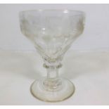 A large 19thC. rummer with etched & wheel cut grap