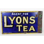 A double sided Lyons Tea enamel signed 16.5in x 9i