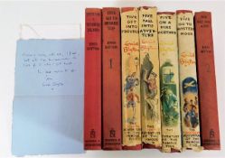 Seven Enid Blyton books & a hand written Enid Blyt