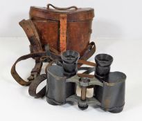 A pair of Carl Zeiss Jena 6x binoculars with leath