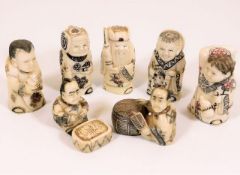 A collection of seven Japanese ivory netsukes