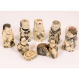 A collection of seven Japanese ivory netsukes