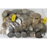 A bagged quantity of white metal pre-1947 coinage