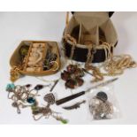 A quantity of costume jewellery including some sil