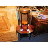 A 19thC. mahogany table with fretwork decor & a ma