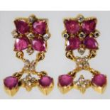 A pair of 18ct gold ruby & diamond earrings 8.2g