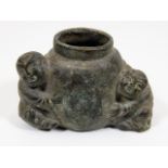 A Chinese bronze scholars inkwell, four character