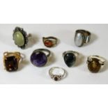 A collection of eight fashion rings 52.9g