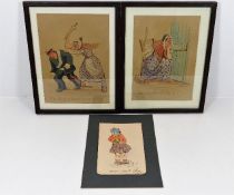 Two framed Martin Anderson postcard style watercol